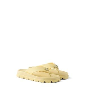 Prada Rubber Thong Sandals, Pollen, Size 35 - Metallic
