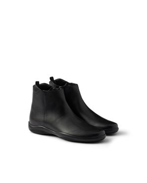 Prada Toblach Leather Ankle Boots - Black