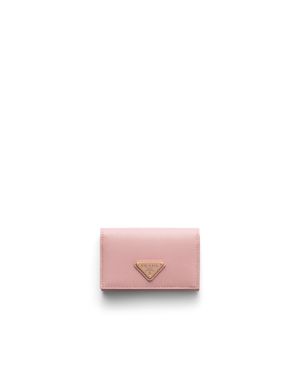 Prada Saffiano Leather Card Holder, Peach - Pink