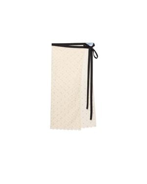 Prada Embroidered Lace Apron, Natural - White
