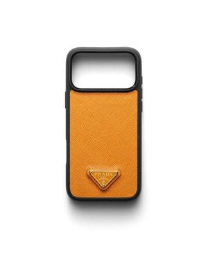 Prada Coque Pour Iphone 17 Pro Max En Cuir Saffiano, Homme - Blanc