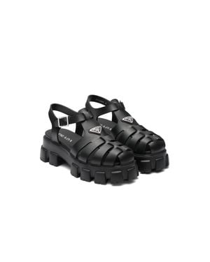 Prada Branded Rubber Sandals - Black