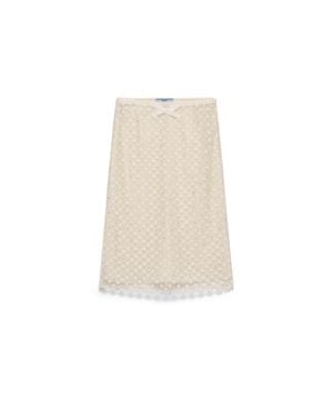 Prada Embroidered Lace Skirt - White