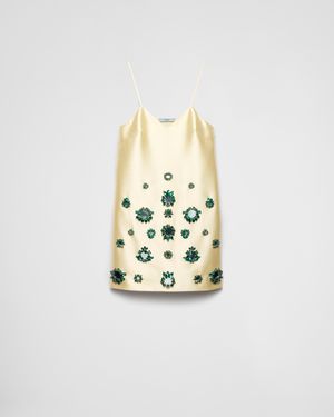 Prada Embroidered Silk And Wool Mini-Dress - Metallic