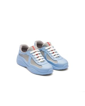 Prada America's Cup Soft Rubber And Bike Fabric Sneakers, Light, Size 35 - Blue