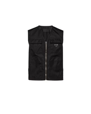 Prada Logo Plaque Zip-Up Gilet - Black