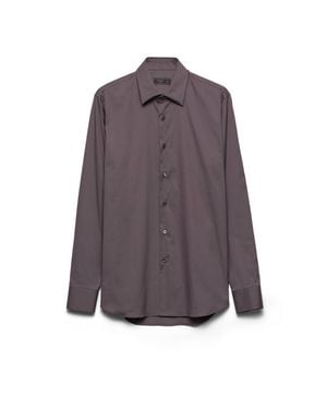 Prada Classic-Collar Cotton Shirt - Purple