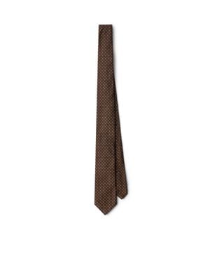 Prada Silk Tie, Tobacco - White