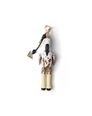 Prada Animal Key Ring Charm With Metal Ring, Damen - Weiß