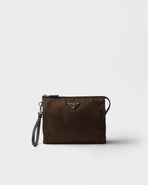 Prada Re-Nylon And Saffiano Leather Necessaire - Brown