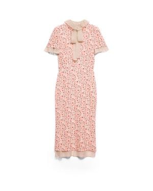 Prada Printed Georgette Midi Dress - Pink