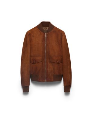 Prada Suede Blouson Jacket, Cognac - Brown