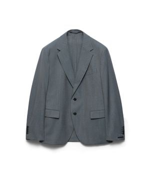 Prada Einreihige Jacke Aus Wolle, Herren, Größe - Blau