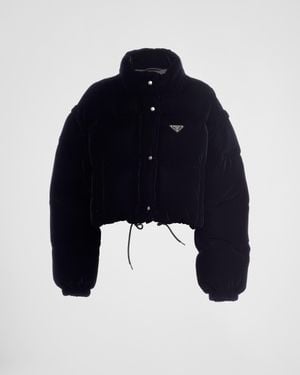 Prada Convertible Velvet Down Jacket - Black