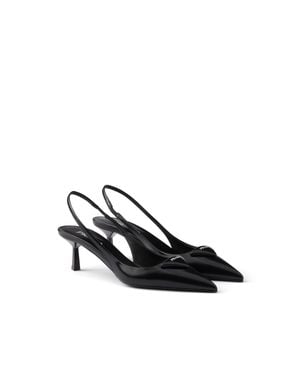 Prada Brushed Leather Slingback Pumps - White