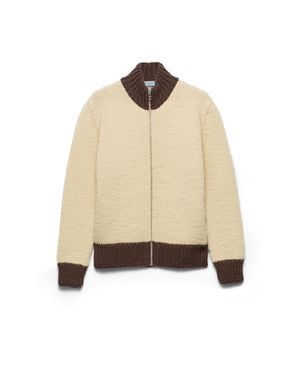 Prada Wool Zipper Cardigan, Damen, Größe - Natur