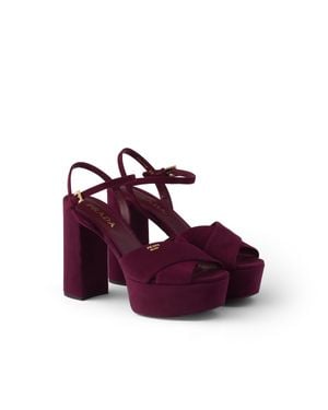 Prada Suede Platform Sandals - Purple