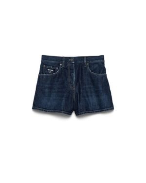 Prada Shorts Aus Denim, Damen, Größe - Blau