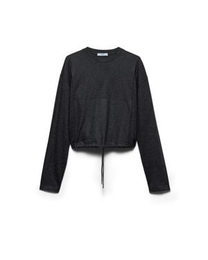 Prada Long-Sleeved Wool And Cashmere T-Shirt, Slate - Black