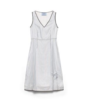 Prada Striped Dress With Bow, Sapphire - White