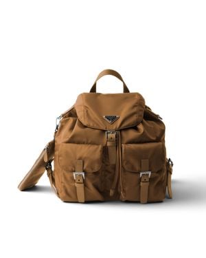 Prada Medium Re-Nylon Backpack With Pouch - Brown