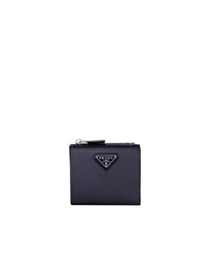 Prada Small Saffiano Leather Wallet - Blue
