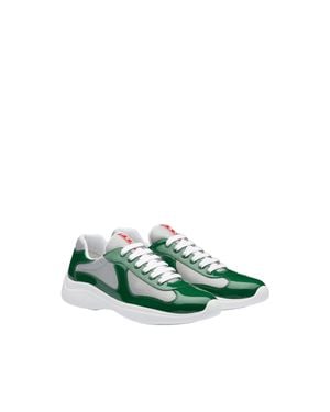 Prada America's Cup Patent Leather & Technical Fabric Sneakers - Green