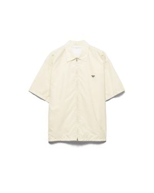 Prada Short-Sleeved Re-Nylon Zipper Shirt - White