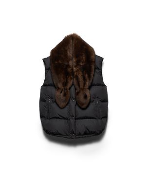 Prada Re-Nylon And Shearling Down Vest - Black