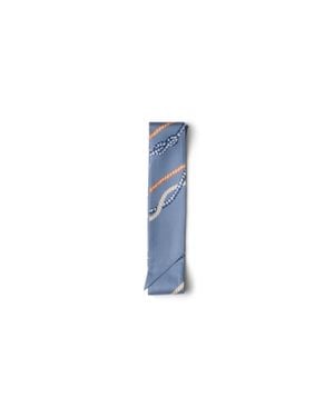 Prada Printed Silk Twill Skinny Scarf - Blue