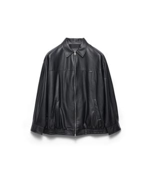 Prada Veste En Cuir Nappa, Femme, Taille - Bleu