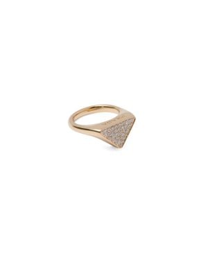 Prada Eternal Gold Signet Ring In Yellow Gold With Diamonds - White