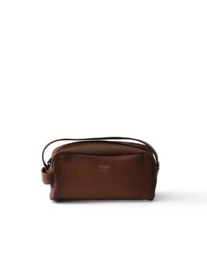 Prada Schultertasche Aus Nappa-Leder, Herren - Braun