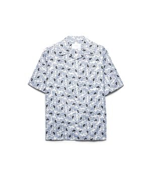 Prada Printed Cotton Blend Bowling Shirt, Ivory/Light - White