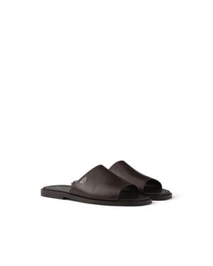 Prada Leather Slides, Dark - White