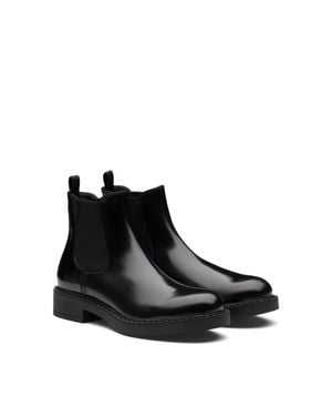 Prada Leather Ankle Boots - Black