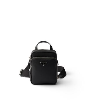 Prada Saffiano Leather Mini One-Shoulder Backpack - Black