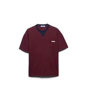 Prada Oversized Striped Jersey T-Shirt - Purple