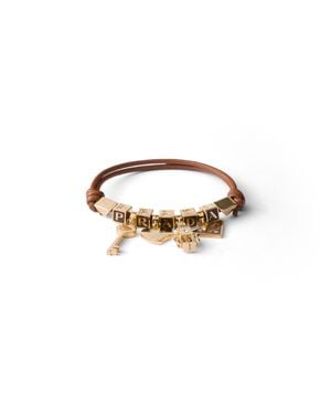 Prada Bracelet En Cuir Nappa Et Métal, Femme, Taille - Blanc