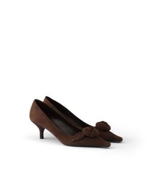 Prada Suede Pumps, Dark - White
