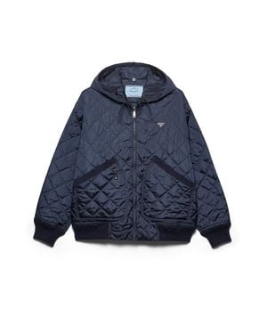 Prada Re-Nylon Blouson Jacket With Hood - Blue
