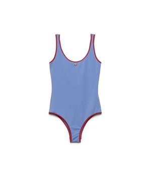 Prada Jersey One-Piece Swimsuit, Aviator/Burgundy - Blue
