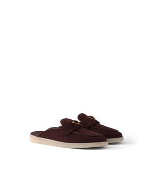 Prada Mules En Veau Velours, Femme, Taille - Marron