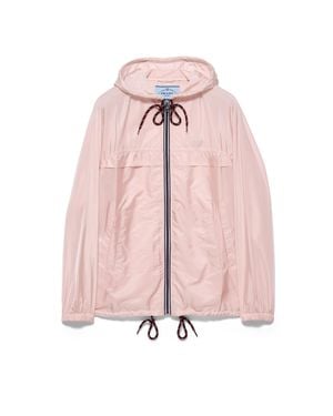 Prada Lightweight Re-Nylon Hooded Raincoat, Alabaster - Pink