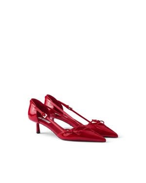 Prada Open-Side Leather Pumps - Red