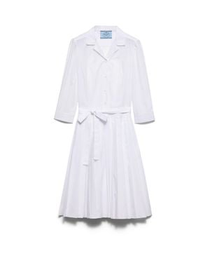Prada Pleated Poplin Shirt Dress - White