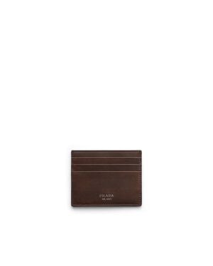 Prada Leather Card Holder, Cocoa - Brown