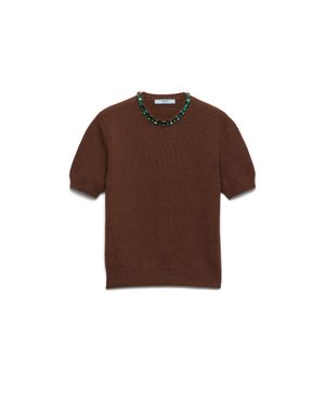 Prada Wool And Cashmere Crew-Neck Jumper - Brown