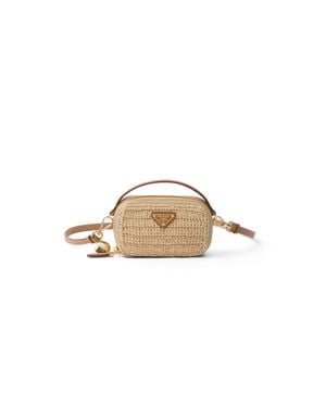 Prada Crochet And Leather Mini-Pouch - Natural