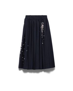 Prada Pleated Embellished Midi Skirt - Blue